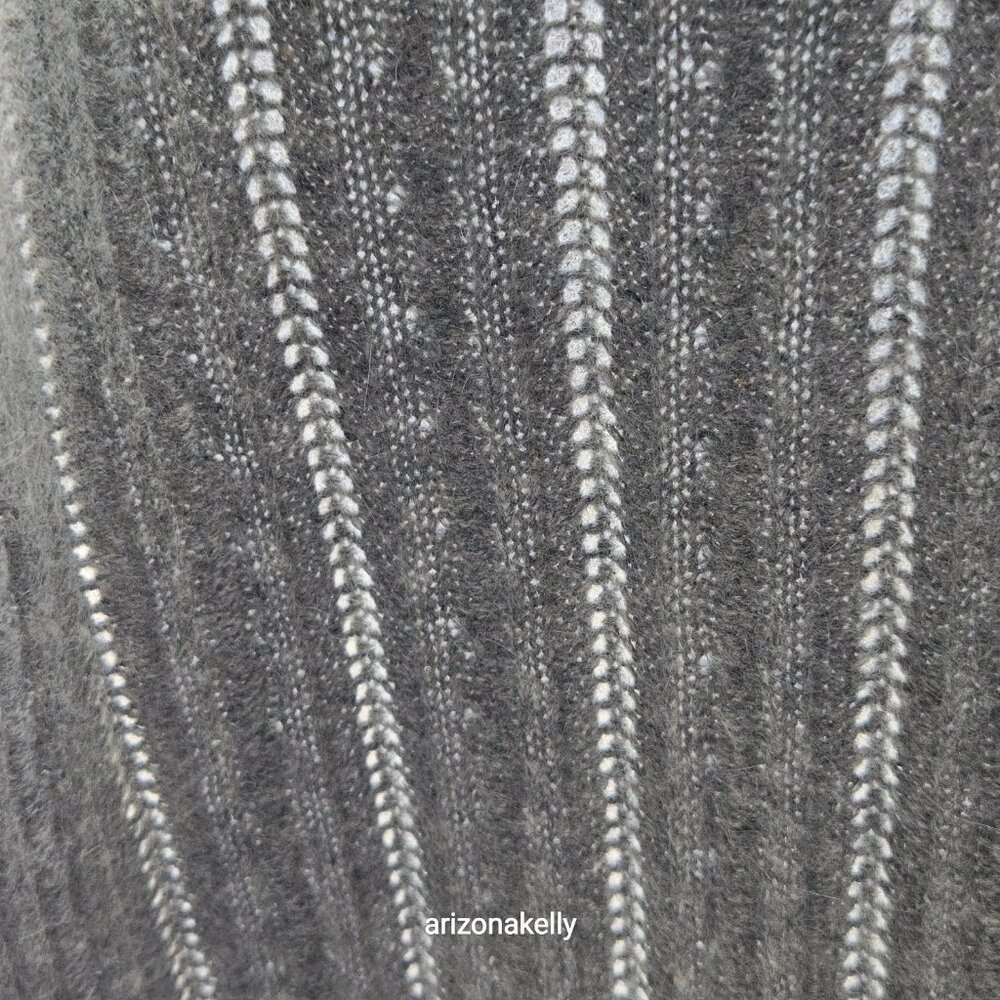 Lauren Ralph Lauren Lambswool Angora Scarf Cable Diamond Poinetlle Grey - Picture 8 of 14